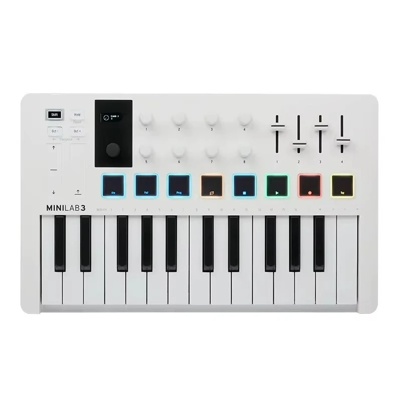 Universal music-making controller for Arturia MiniLab3 with 25 high quality note velocity-sensitive slim keyboard