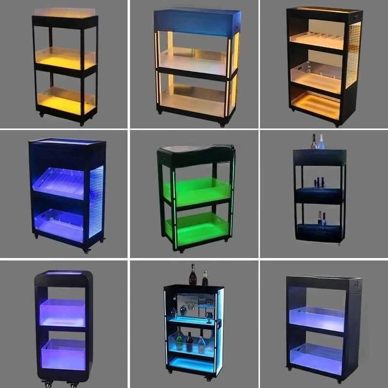 Lackiert, Vitrine, beweglich, auf Rollen, Champagner, Weinschrank