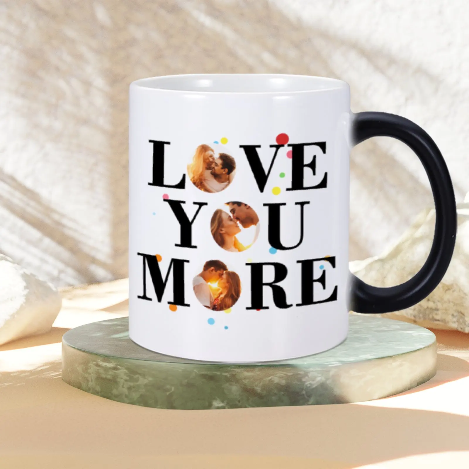 Custom Love You More Photos Collage Color Changing Mug Couple Coffee Cup Creative Heat Sensitive Mugs Valentine's Day Gift