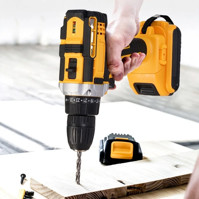 21V Brushed Cordless Electric Drill Screwdriver, 2-Speed 25 Torque 10mm Metal Chuck Power Tool, Bare Tool No Battery