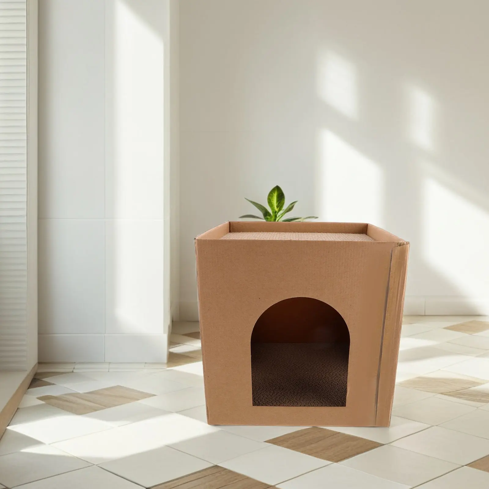 Cat Scratcher Nest Square Corrugated Cardboard Scratch Pad Lounge Bed House for Cats Resting Playing Scratching Minimalist