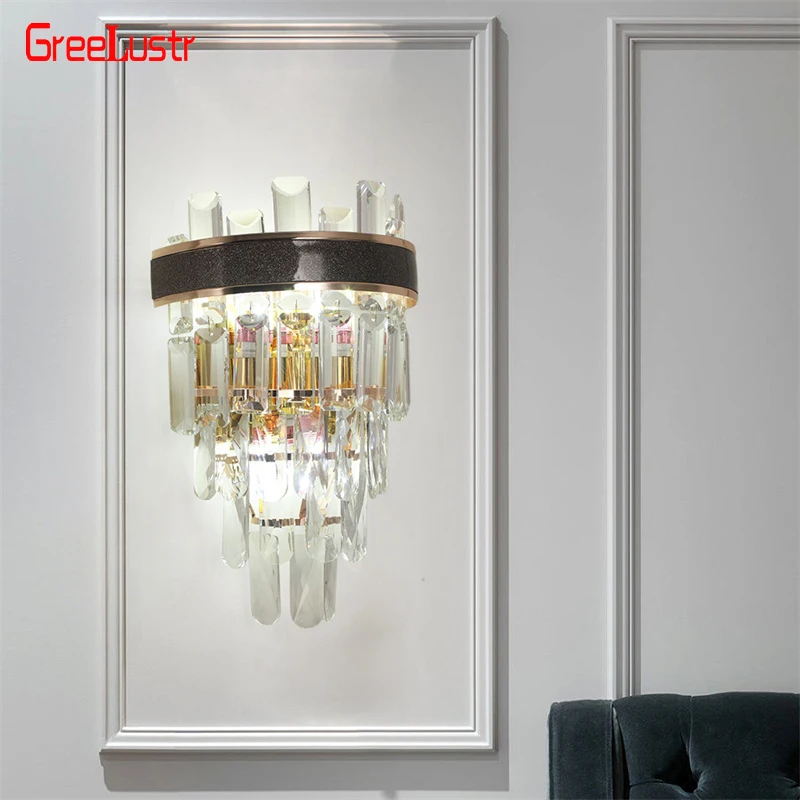 

Luxurious Crystal Wall Lamp Bedside Corridor Aisle Decor Bedroom Lighting For Sleeping Luminaire Indoor Wall Sconce Lamp Lustres