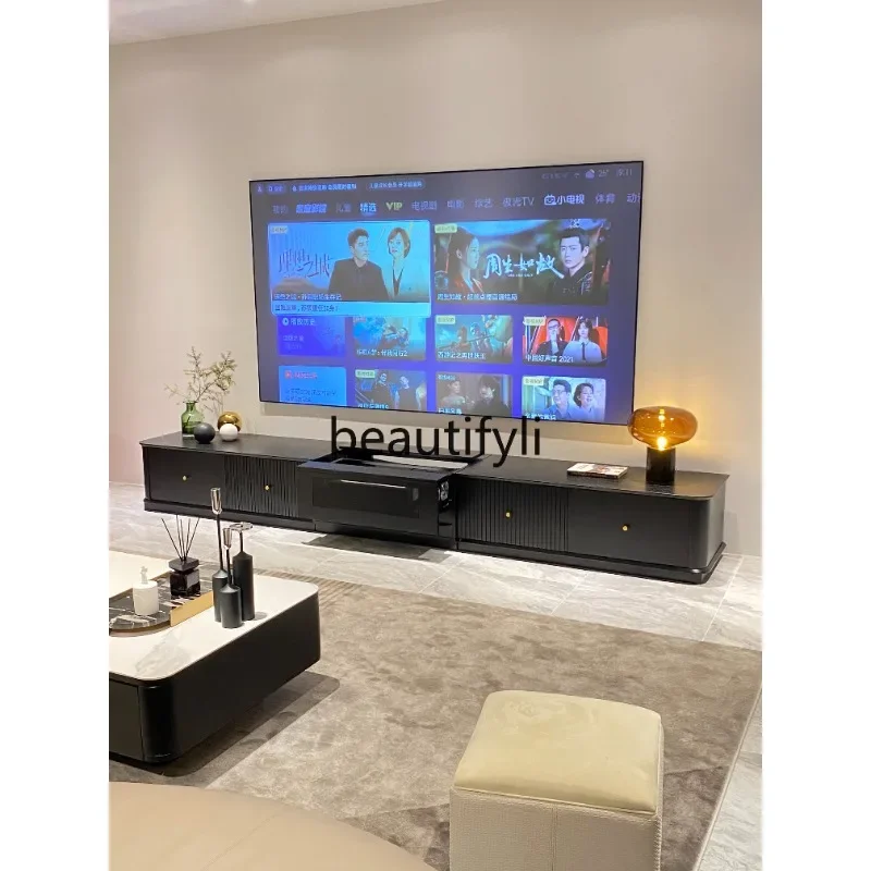 Special cabinet for laser TV cabinet Electric telescopic table Projection peak meter Extreme meter Cream color