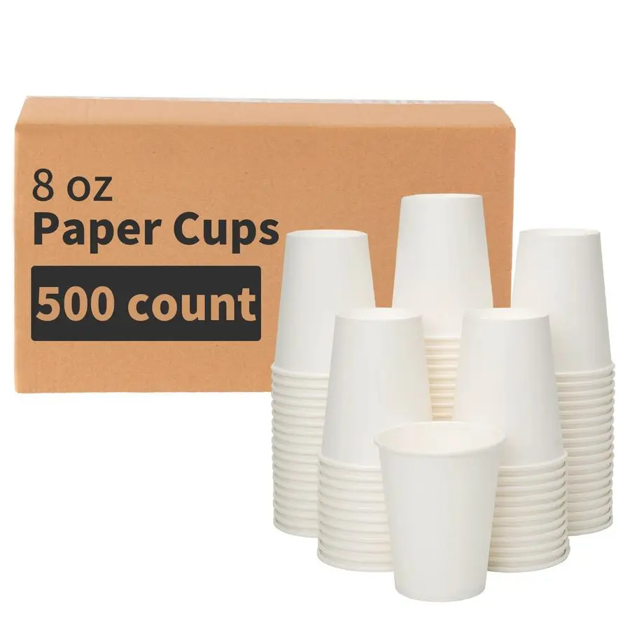 

8 oz 500 Pack Disposable Paper Coffee Cups, Disposable Paper Cups, Hot Coffee Cups for Office, Party, Home