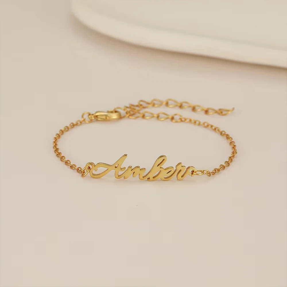 Braccialetti personalizzati con nome di moda braccialetti personalizzati in acciaio inossidabile con lettera per gioielli da donna per bambini