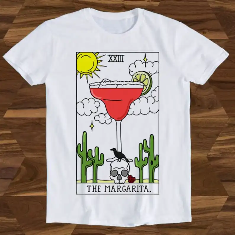 

Margarita Tarot Reading Future Card Design Slogan Saying Retro Art Drawing Present Meme Funny Gift Tee T-Shirt T1046