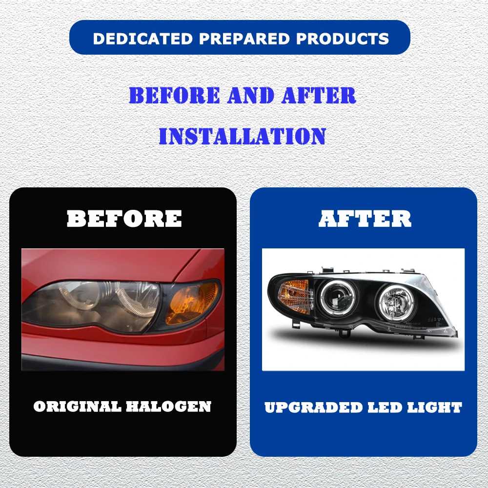 LED HeadLights for BMW 3 series E46 4 doors 01-04 EMARK led DRL Car head lamp Assembly Signal Auto Accessories Modified Lamp