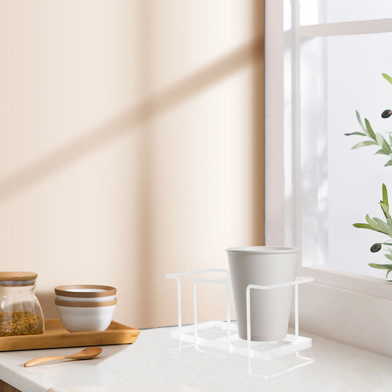 

Large Capacity Iron Paper Cup Holder Black Desk ganizer Dispenser Coffee Shop Tea Room Home Supply Countertop Stand Storage Rack