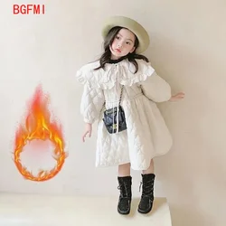 Korean Winter Baby Girls Large Lapel Cotton-padded Dresses Thicken Clothes Children Birthday Party Dress Teens Oversize Vestidos