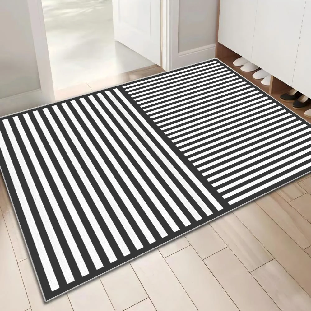 Bohemian style doormat, modern minimalist line mat, TPR anti-slip, machine washable, suitable for home, hotel, indoor floor mat.