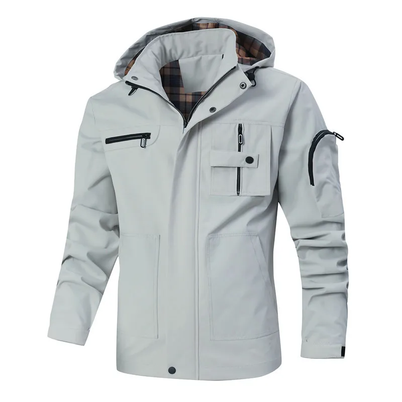 

Men'sOutdoor Hooded Jacket AutumnWinter Casual Waterproof Windproof Workwear for Defense against Weather with Adjustable Functio