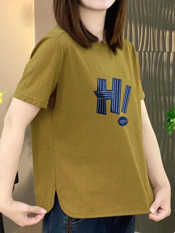 

New 2026 Women's Short Sleeve T-Shirt Loose round Neck Letter Print Versatile Slimming Belly Covering Casual Comfortable Top