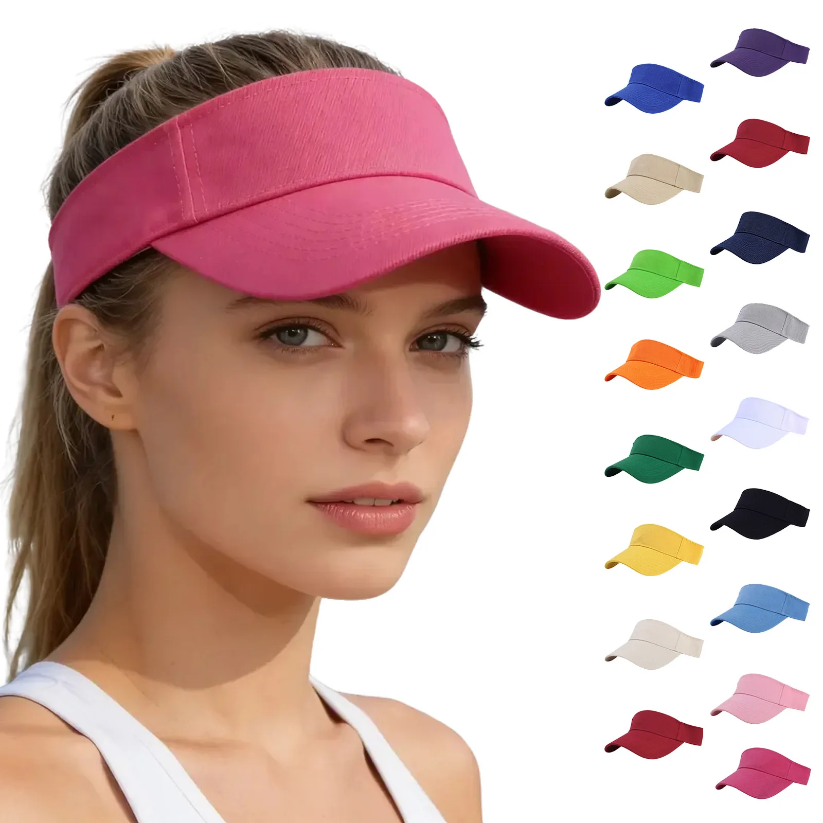 Fashion Sun Hat for Running and Sports Unisex Casual Plain Color Sun Visor Cap Men Women Monochrome Empty Top Hats