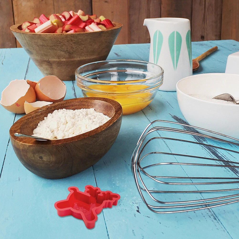 

2 pcs Christmas Themed Deer Silicone Baking Mold Diy Dessert Making Cake Cartoon Design Easy Clean Non-Stick Kitchen Baking Tool