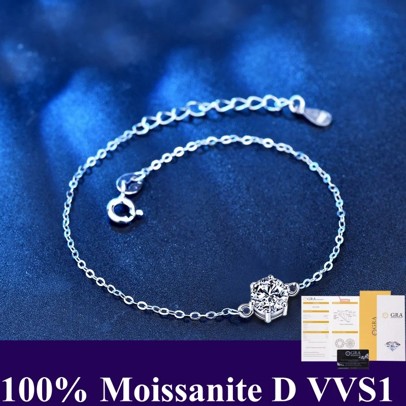 

Женский браслет из серебра 6,5 пробы, с муассанитом, 100% мм