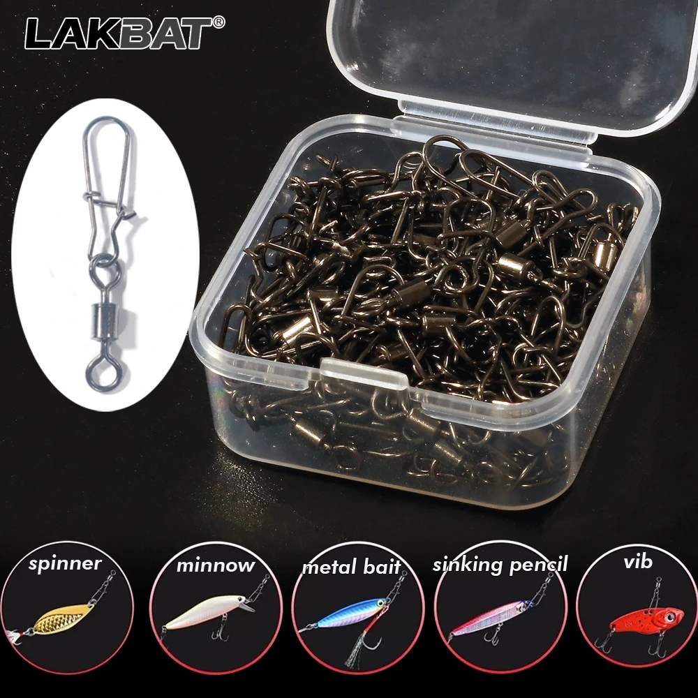 LAKBAT Edelstahl-Wirbelgelenk mit Kugellager, Angelzubehör, Drehgelenk, Multi-Spezifikationen-Kombi-Set – Detail 8