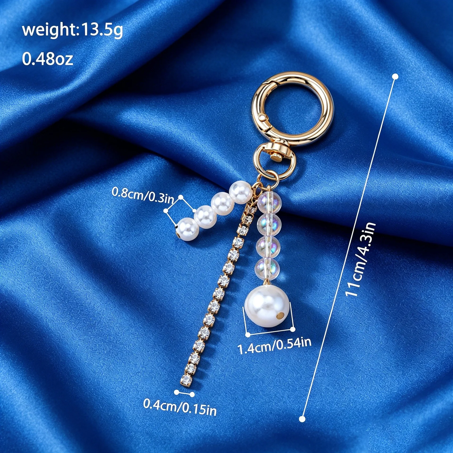 New hot-selling fashion design beaded key ring key chain pearl bow keychain diagonal span bag pendant