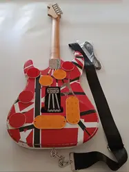 Electric Guita 6 strings roasted maple neck Red Body/Decorated With Black And White Stripes