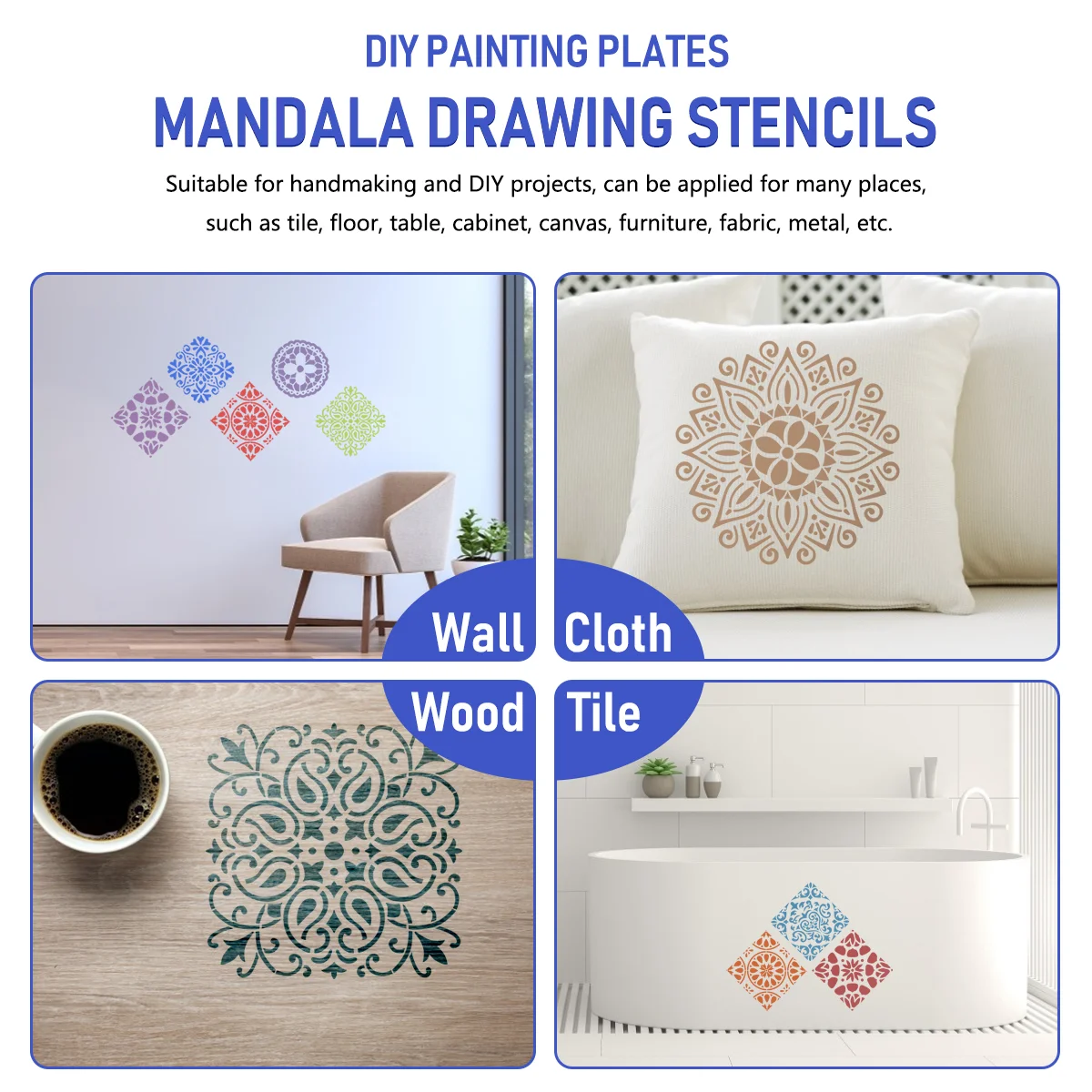 Hollow Out Stencils Spray Paint Mandala Wall for Painting Large Pattern DIY Template