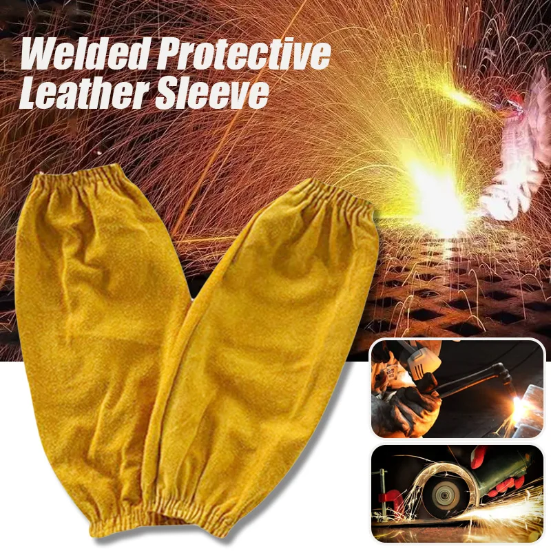 Welding Protective Arm Sleeve  Imitation Leather Welding Sleeves Cowhide Elastic Cuff Sleeve Arm Protector For Welder