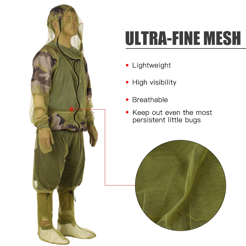 Lixada-بدلة طارد للبعوض في الهواء الطلق ، جاكيت حشرات بغطاء رأس ، بدلة شبكية ، جاكيت صيد ، قميص واقي من الحشرات ، قفازات ، بنطلون