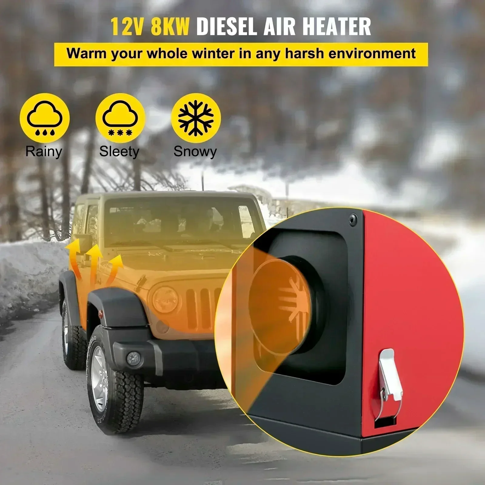 VEVOR Diesel Air Heater Car Heater All in One 12V 5/8KW with Silencer for Car Bus Trailer Various Diesel Vehicle Parking Heater