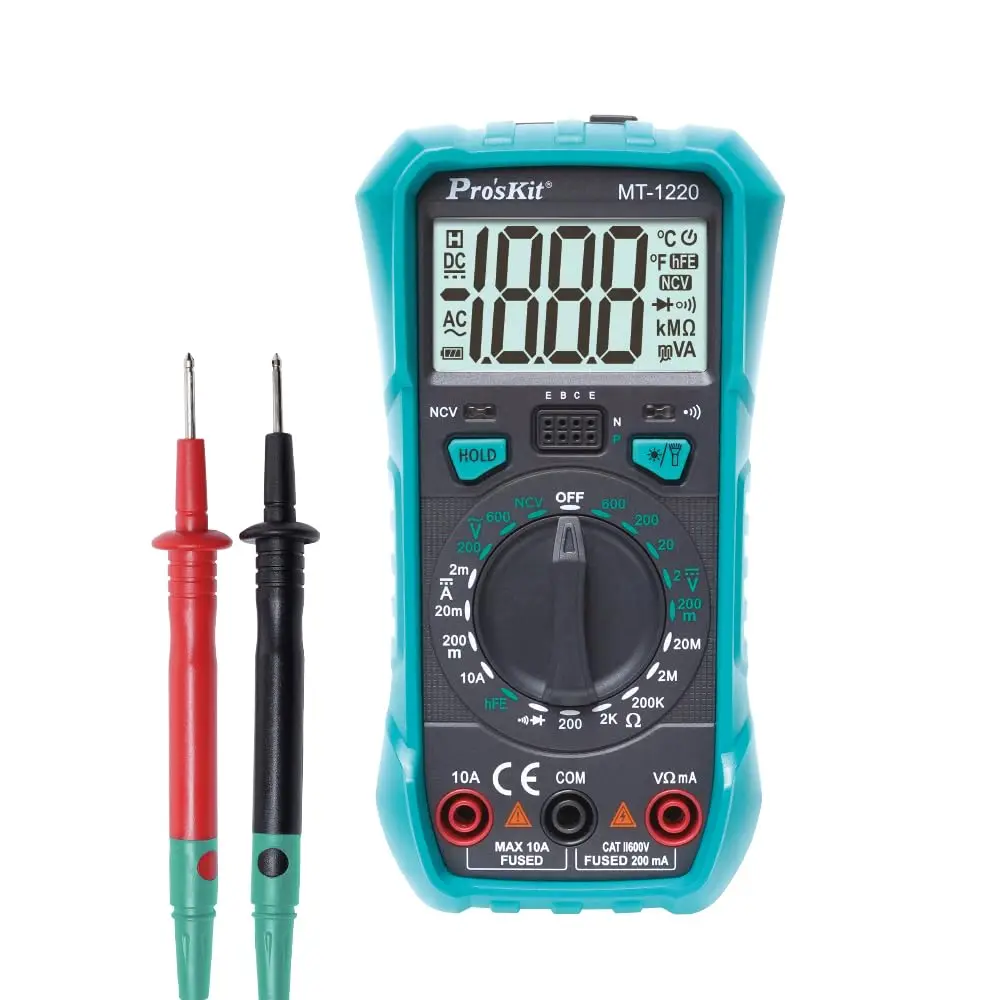 Pro'sKit 3 ­1/2 Digital Multimeter, LCD Display, Special IC up to 2000 Counts, NCV Double Indication, LED Light