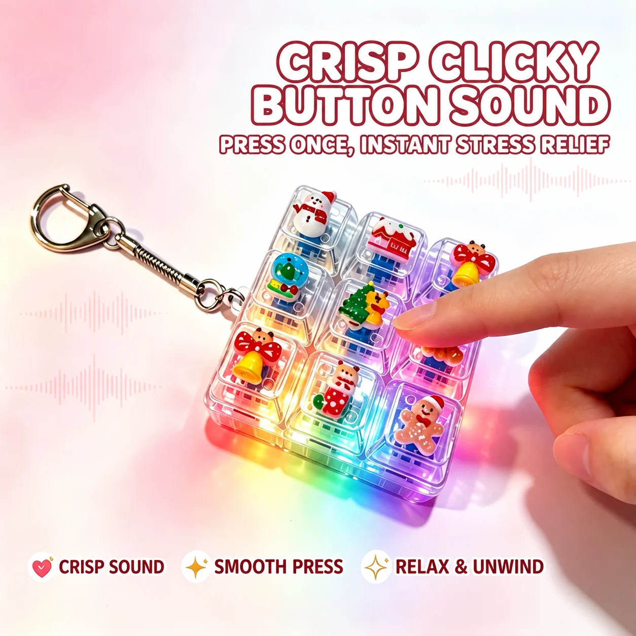 Keychain Fidget  Portable Portable Keychain Anxiety Relief  Crisp Clicking Christmas Themed Fidget  For Keys Study