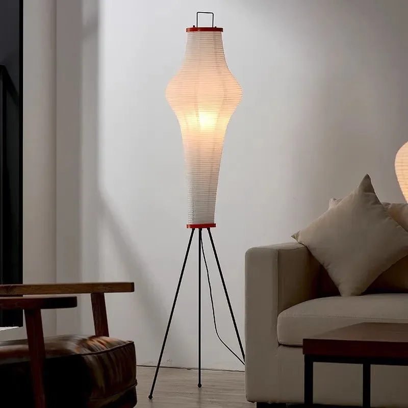 Modern Japanese-style Wabi-sabi Rice Paper Floor Lamp Nordic Hotel Bed and Breakfast Retro Folding Atmosphere Led Stand Lights