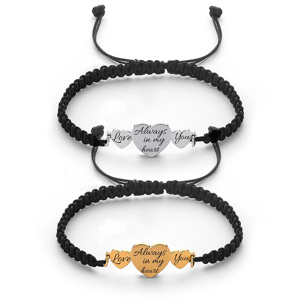 

Customized Engraving Nameplate Stainless Steel Couple Bracelets For Women Chain Bracelet Hand Woven Jewelry