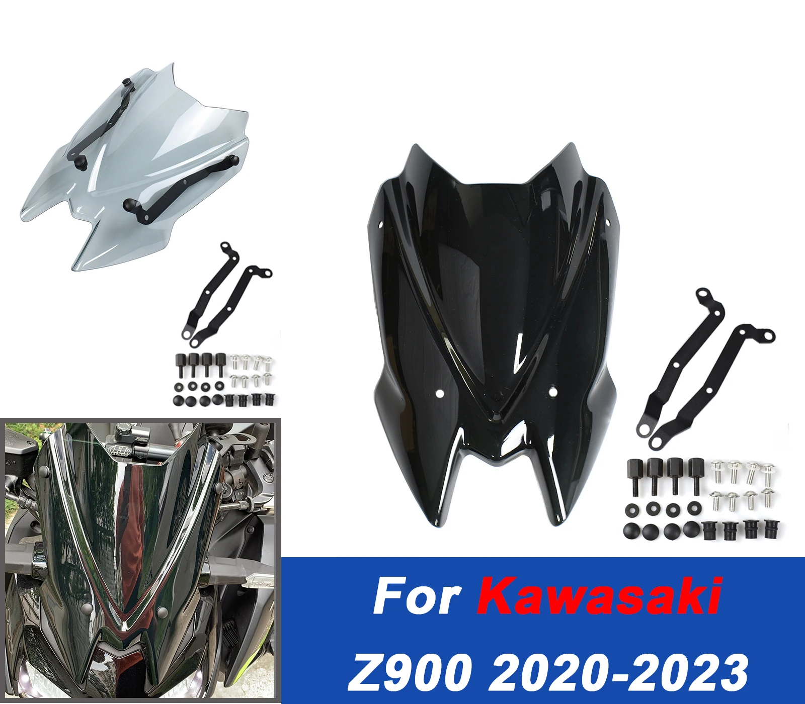 

Для Kawasaki Z900 2020-2023 передний ветрозащитный экран-воздушные дефлекторы, аксессуары для лобового стекла мотоцикла