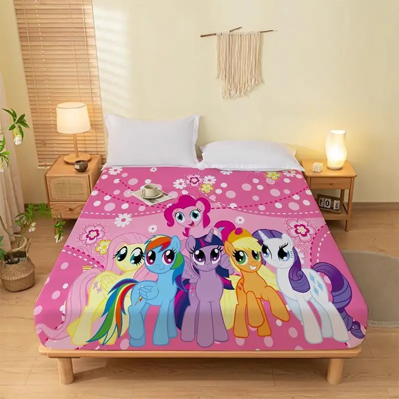 New Product My Little Pony Colorful Horses 100%Polyester Printed Fitted Sheet Mattress Cover Four Corners With Elastic Band Bed