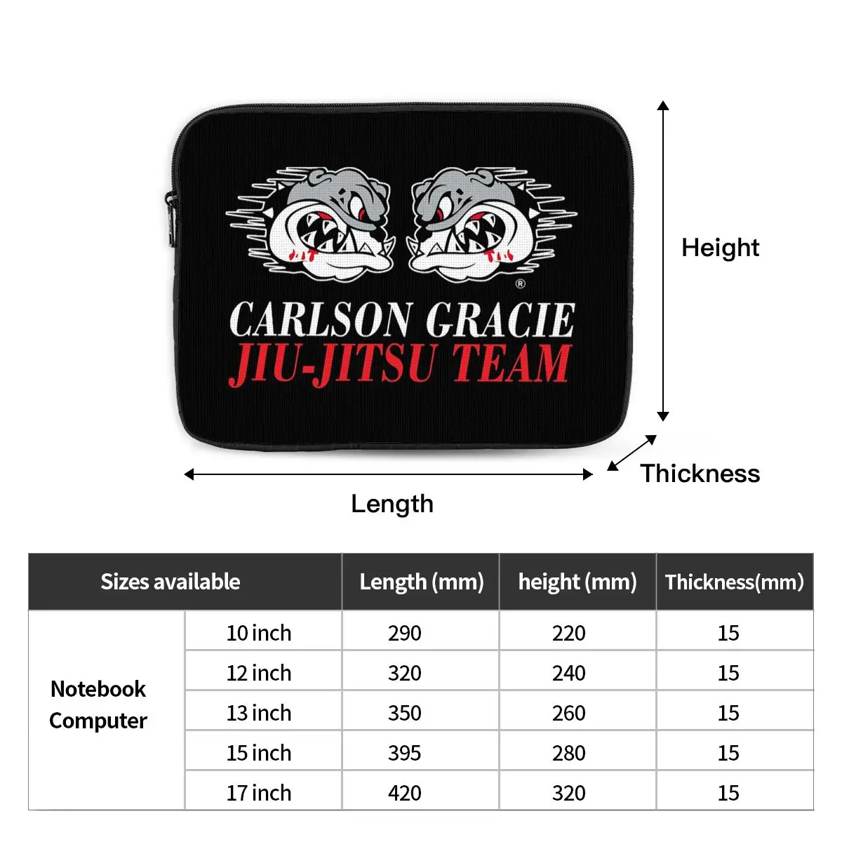 Carlson Gracie Jiu-Jitsu Team Logo Notebook Laptop Bag Case Pouch Notebook Sleeve Cover Bag Tablet Shockproof Case Bag