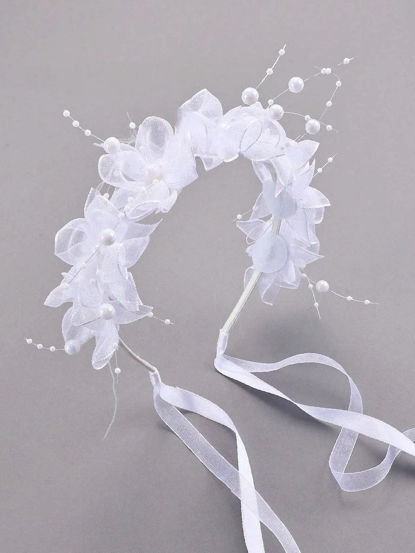 

1pc White Pearl Mesh Flower Headband, Pearl Decor Hair Hoop, Suitable For Weddings, Birthday Parties, Important Occasions, Tassel Headband, Flower Girl Accessories For Teenagers