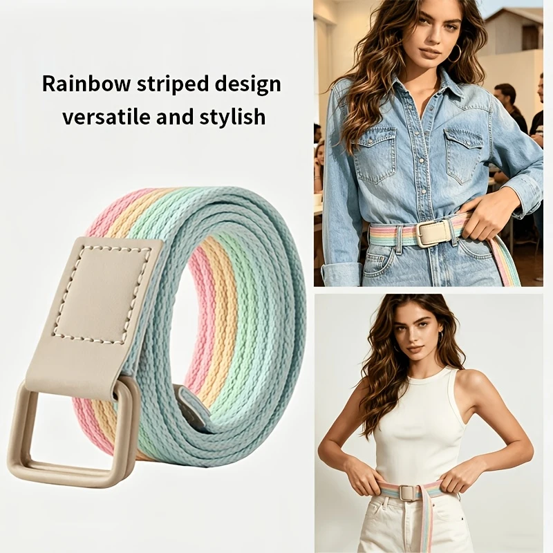 Versatile New Workwear Pants Belt, Korean Style Double Ring Belt, Simple Braided Belt for Students, Casual Belt for Jeans