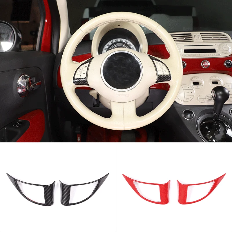 

For 2010-15 Fiat 500 ABS carbon fiber car styling car steering wheel button decorative frame car interior protection accessories