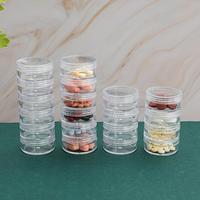 Pill Box Organizer Portable Pill Box Transparent Stackable Travel 7 Day Pill Box Weekly Organizer for Supplements Fish Oil Pills