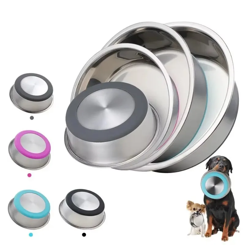 

Eco-Friendly Anti-Slip Rounded Silicone Bottom Stainless Steel Pet Bowl for Cats Dogs Food Water Feeder Premium Quality
