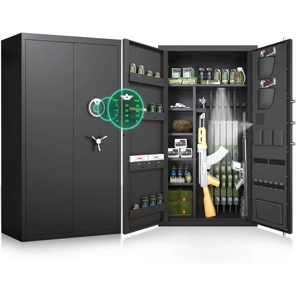 30-40 Capacity Digital Rifle & Pistol Safe with LCD, Gun Rack, Silent Mode & Dual Alarm