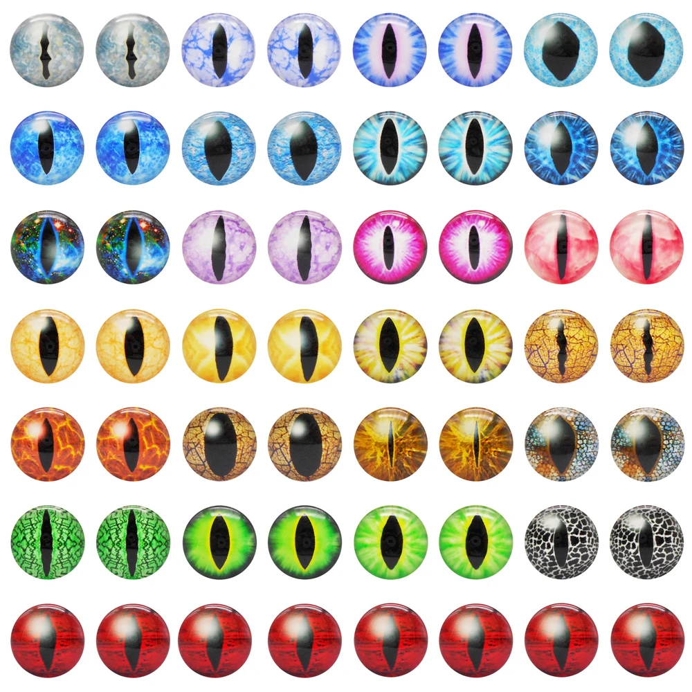 5-25 Pairs Luminous Glass Animal Eyes Vertical Pupil Dragon Eyes 6mm to 30mm Handmade Scrapbook Cabochons DIY Making Accessories