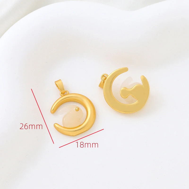 2PCS Copper Plated Matte Gold Inlaid Jade Rabbit Pendant  DIY Production Fashion Jewelry Earrings Necklace Bracelet Accessories