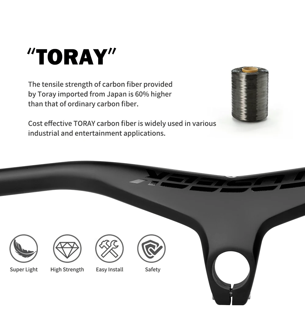 TOSEEK Mtb Handlebars And Stem 28.6mm-17Degree Carbon Integrated Handlebar For Mountain Bike 660~80070/80/90/100mm Bicycle Parts