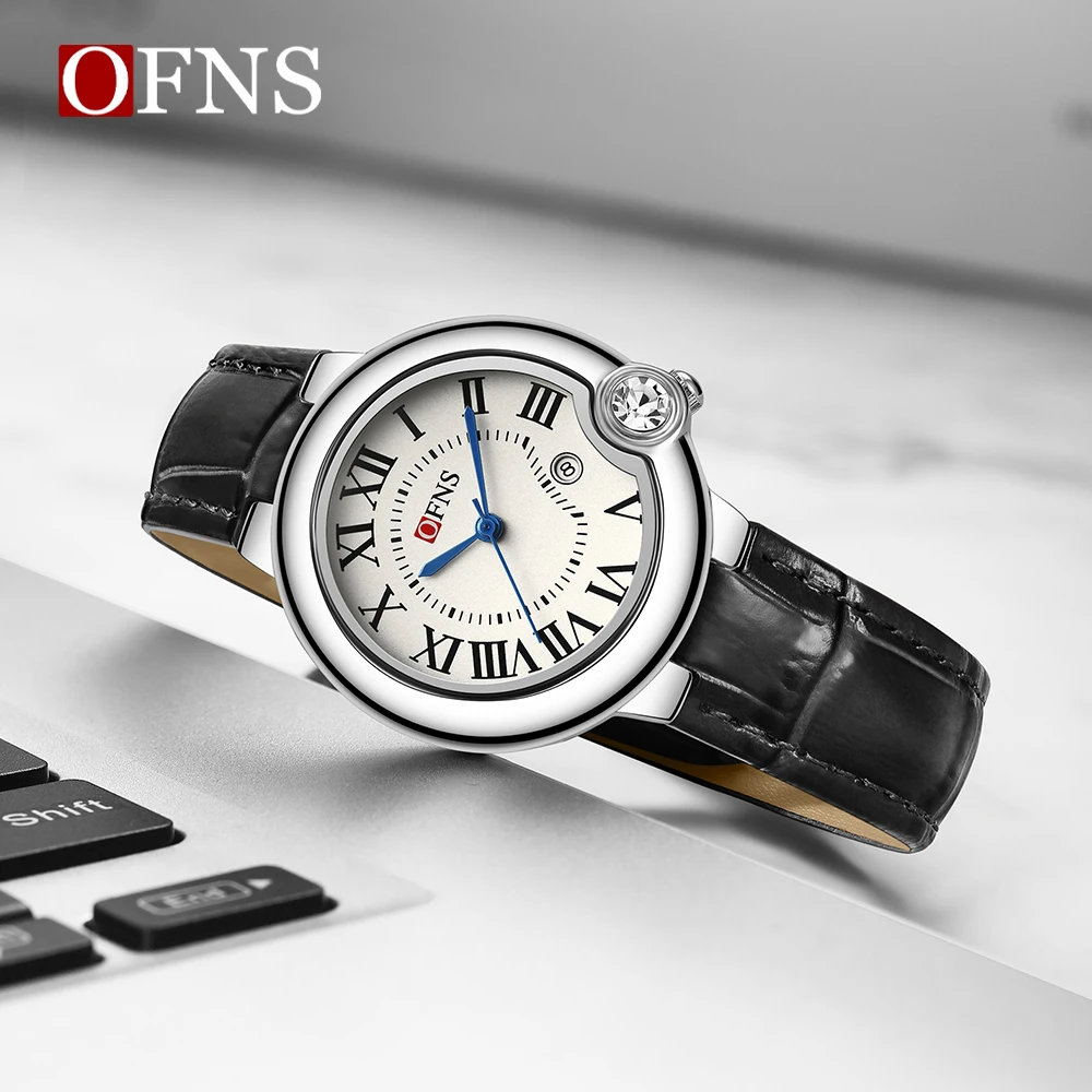 OFNS ใหม่ 1512 คู่นาฬิกาควอตซ์เข็มขัดโรมันแนวโน้มแฟชั่นกันน้ําปฏิทินคู่นาฬิกาควอตซ์ 2025