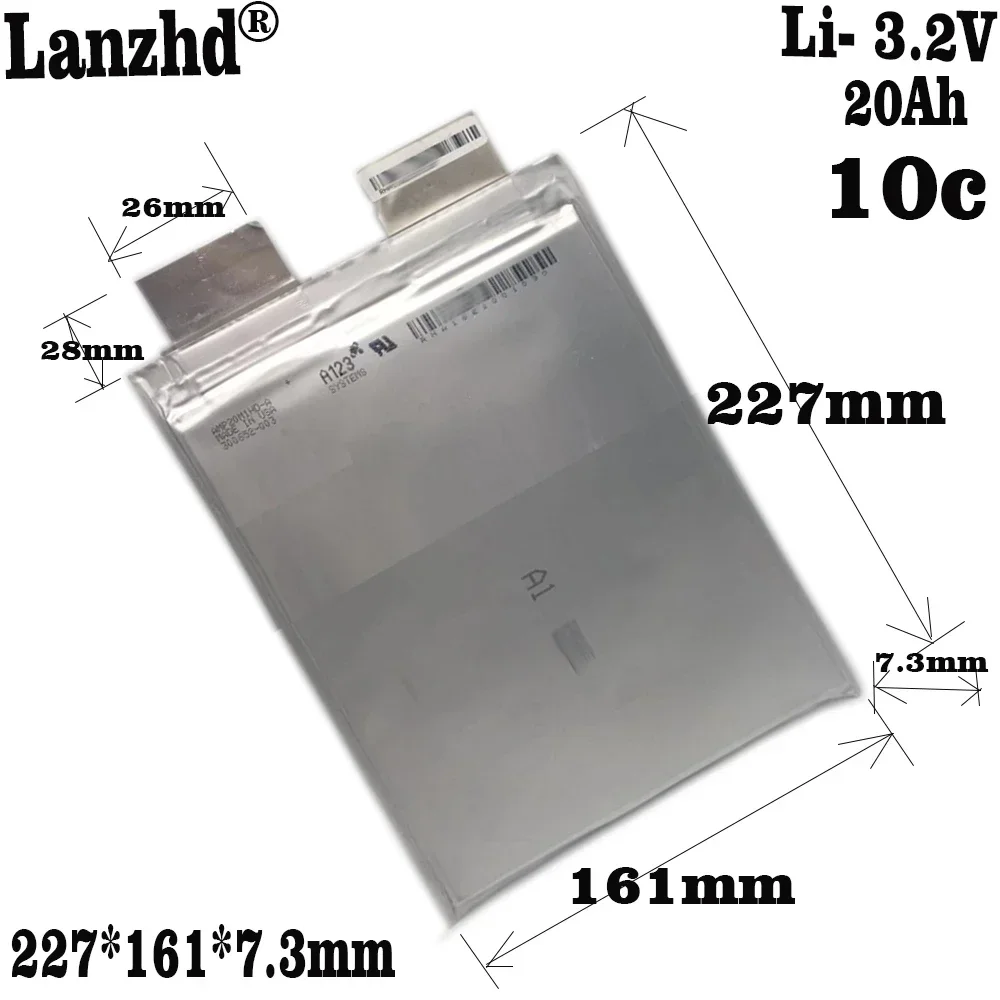 1-13PCS A123 20AH prismatic pouch cell 20C discharge rate lifepo4 lithium ion battery A123 20000mAh lifepo4 battery cells