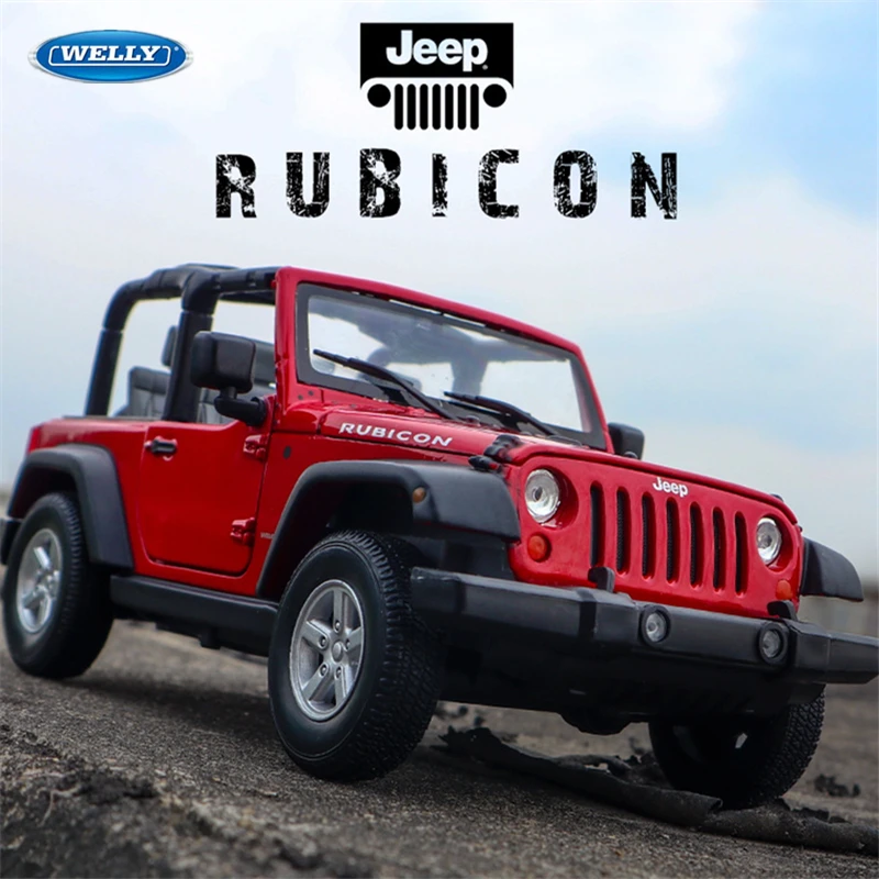 WELLY 1:24 2007 Jeep Wrangler Rubicon Alloy Car Model Diecast Toy Metal Off-road Vehicles Car Model Simulation Childrens Gifts