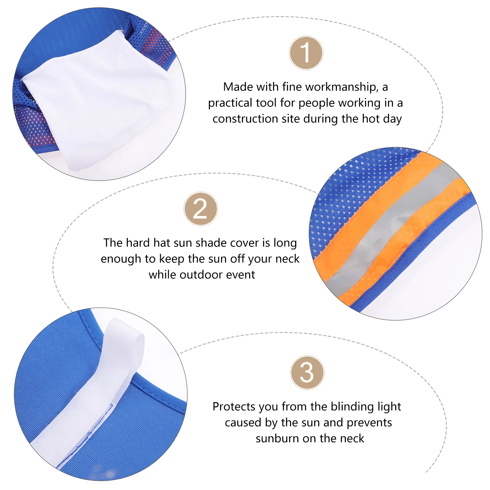 

2pcs Hard Hat Sun Shade Cover Uv Resistant Reflective Strips Lightweight Safety Accessories For Construction Outdoor Workers