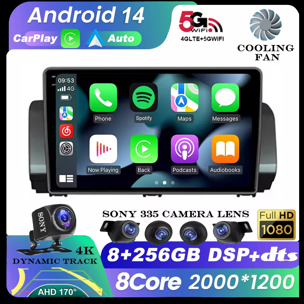 

10" Android 14 Auto Carplay For Renault Sandero 2021 Car Radio Multimedia Stereo Video Player 4G WIFI Navigation GPS 360 Camera