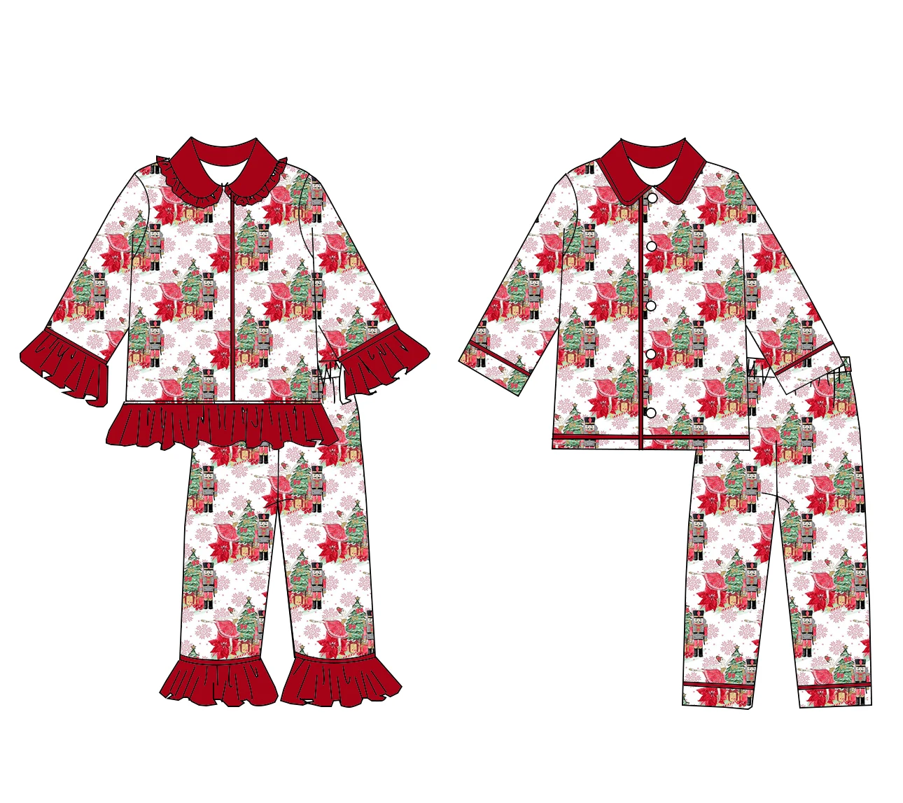 

Wholesale Christmas Pajama Set Long Sleeve Santa Claus Print Girls Boys Set Children's Clothes