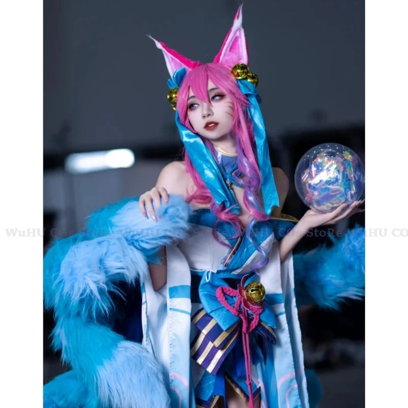 LOL Spirit Blossom Ahri Cosplay Costume Ahri Cosplay Ahri Wig Game LOL Ahri Costume Women Kimono Hanfu Full Set Chinese Dress