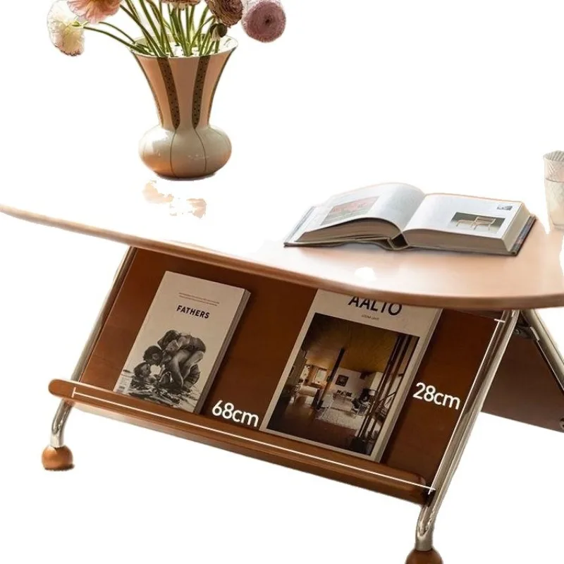 

Antique small apartment living room medium ancient solid wood mobile low table storage oval tea table